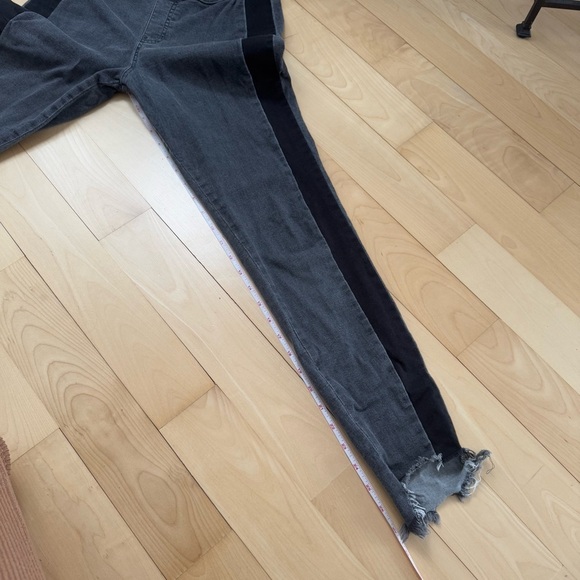 ZEZA B TUXEDO STRIPE GREY JEGGINGS WITH FRAYED HEM - M - Picture 11 of 14
